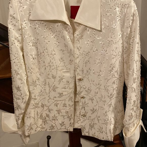 JS Collections beaded jacket and sleeveless top - Picture 1 of 7